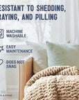Luxury Knit Blanket Throw - 50"X60" - Soft Chenille Yarn Knitted Blanket (Oat White)