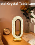 Modern Luxury Oval USB Rechargeable Crystal Table Lamp Living Room Bedroom Bedside Creative Decoration Atmosphere Night Light