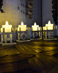 Decorative Word Sign Hope Cube Crystal Candle Holder Set of 4 - Solid Square Clear Glass Table Centerpiece - Elegant Votive Tealight Candlestick for Wedding & Home Decoration