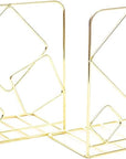 Bookends Metal Book Ends Heavy Duty Modern Decorative Bookend Bookshelf Decor for Home Library Office School Book Display Desktop Organizer Gift (Gold)
