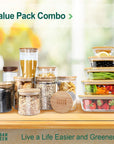 Glass Jars with Bamboo Lids, Glass Airtight Canisters Sets, Glass Food Storage Container, Pantry Organization and Storage Jars, Kitchen Canisters Sets, Spice Jars, Flour Containers of 6