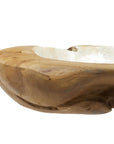 16" Handmade Teak Wood Decorative Bowl with Capiz Interior