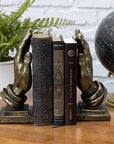 Praying Hands 9 Inch Gold Resin Stone Bookends