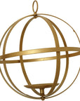 9" Gold Wrought Iron Folding Ball Floral Sphere | Geometric Hanging Vase Holder
