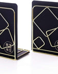 Bookends Metal Book Ends Heavy Duty Modern Decorative Bookend Bookshelf Decor for Home Library Office School Book Display Desktop Organizer Gift (Gold)
