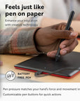One by Small Graphics Drawing Tablet 8.3 X 5.7 Inches, Portable Versatile for Students and Creators, Ergonomic 2048 Pressure Sensitive Pen Included, Compatible with Chromebook Mac and Windows