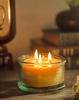 Bluecorn Botanica Beeswax Candle: 3-Wick Scented Candle Handmade with Pure Beeswax and Eucalyptus & Orange Essential Oils