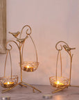 Wrought Iron Golden Bird Home Decor Candle Holders Wedding Decoration Accessories Candlesticks for Candelabro Centerpiece