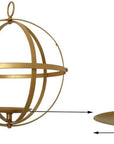 9" Gold Wrought Iron Folding Ball Floral Sphere | Geometric Hanging Vase Holder