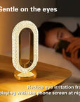 Modern Luxury Oval USB Rechargeable Crystal Table Lamp Living Room Bedroom Bedside Creative Decoration Atmosphere Night Light