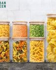 Glass Jars with Bamboo Lids, Glass Airtight Canisters Sets, Glass Food Storage Container, Pantry Organization and Storage Jars, Kitchen Canisters Sets, Spice Jars, Flour Containers of 6