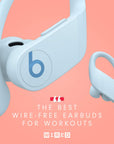 Power Pro Wireless Earbuds - H1 Headphone Chip, Class 1 Bluetooth Headphones, 9 Hours of Listening Time, Sweat Resistant, Built-In Microphone - Glacier Blue