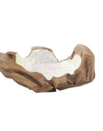16" Handmade Teak Wood Decorative Bowl with Capiz Interior