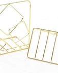 Bookends Metal Book Ends Heavy Duty Modern Decorative Bookend Bookshelf Decor for Home Library Office School Book Display Desktop Organizer Gift (Gold)