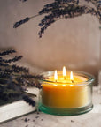 Bluecorn Botanica Beeswax Candle: 3-Wick Scented Candle Handmade with Pure Beeswax and Eucalyptus & Orange Essential Oils