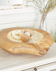 16" Handmade Teak Wood Decorative Bowl with Capiz Interior