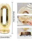 Modern Luxury Oval USB Rechargeable Crystal Table Lamp Living Room Bedroom Bedside Creative Decoration Atmosphere Night Light