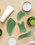 Guasha Massage Tool, 4 Piece Kit, Acupuncture Therapy Trigger Point Treatment, Gua Sha Scraping Massage Tool(Green)