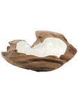 16" Handmade Teak Wood Decorative Bowl with Capiz Interior