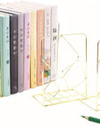 Bookends Metal Book Ends Heavy Duty Modern Decorative Bookend Bookshelf Decor for Home Library Office School Book Display Desktop Organizer Gift (Gold)