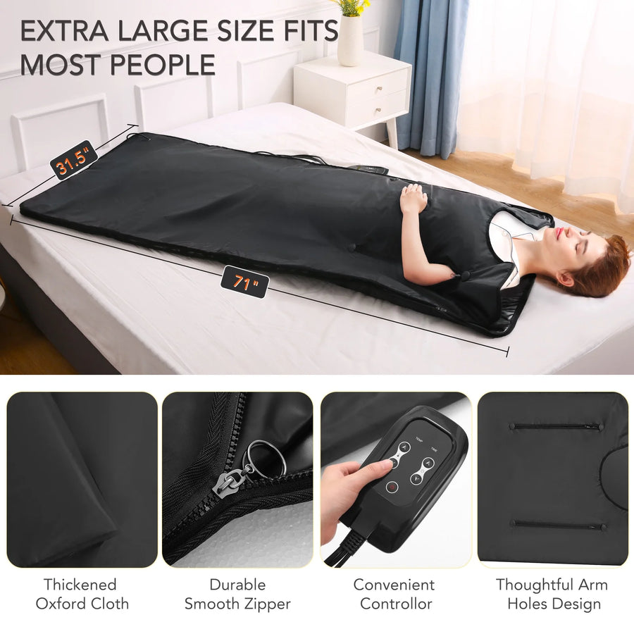 Infrared Sauna Blanket for Detoxification, Portable Remote Control Sauna, 86-158℉, 20-60 Minutes Timer, 6 Ft X 2.6 Ft