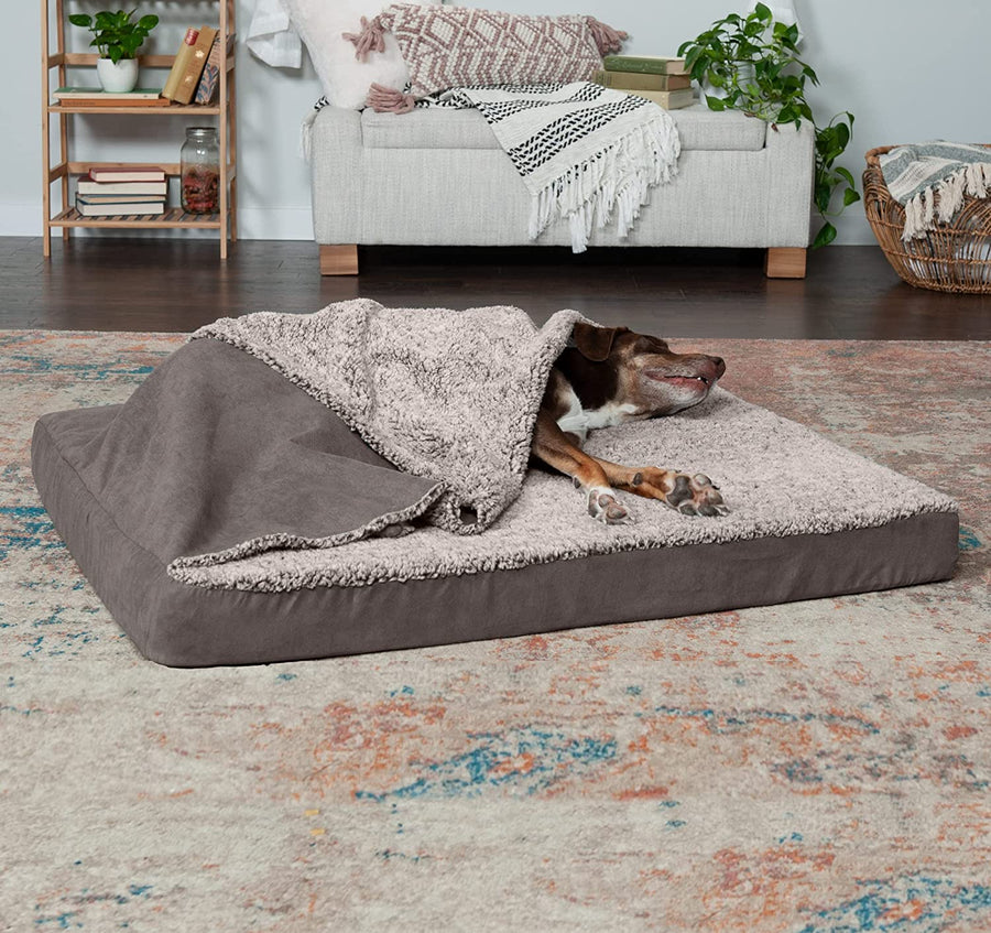 Luxury Berber & Suede Top Blanket Dog Bed - Gray, Jumbo/Xl