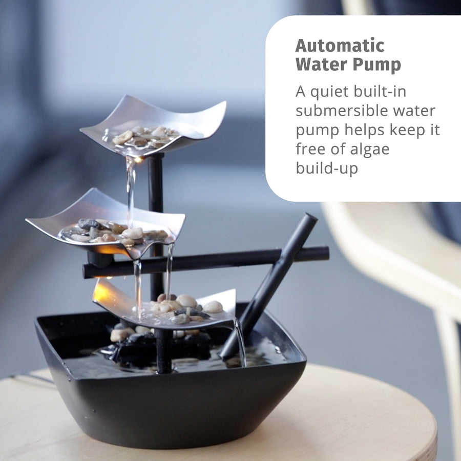 Serene Indoor Water Fountain, with Natural River Rocks, Soothing Nature Sounds, Zen Relaxation