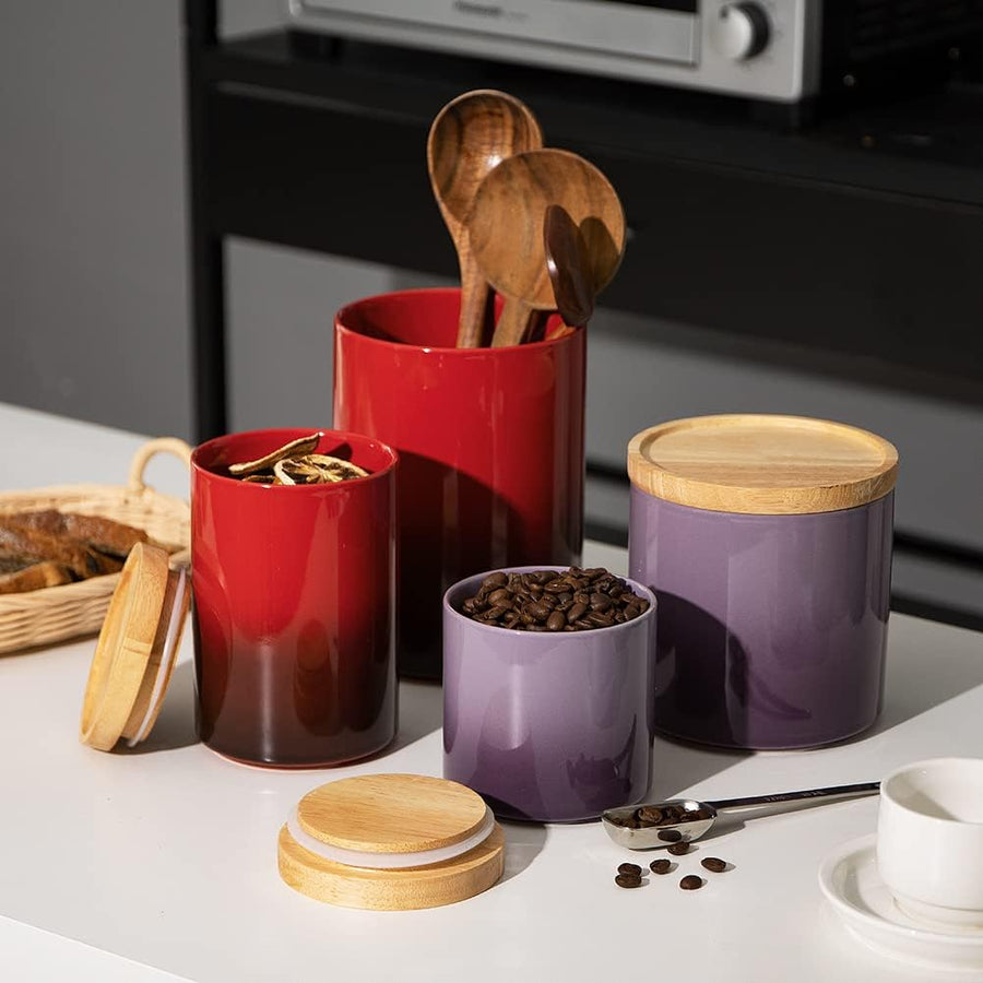 Beautiful Storage Jar, Stackable Airtight Seal  - 28 Fl Oz (Gradient Purple)