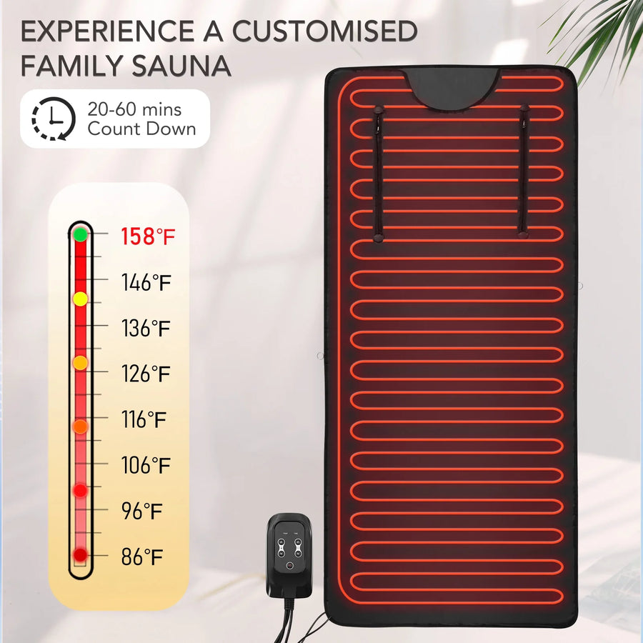 Infrared Sauna Blanket for Detoxification, Portable Remote Control Sauna, 86-158℉, 20-60 Minutes Timer, 6 Ft X 2.6 Ft