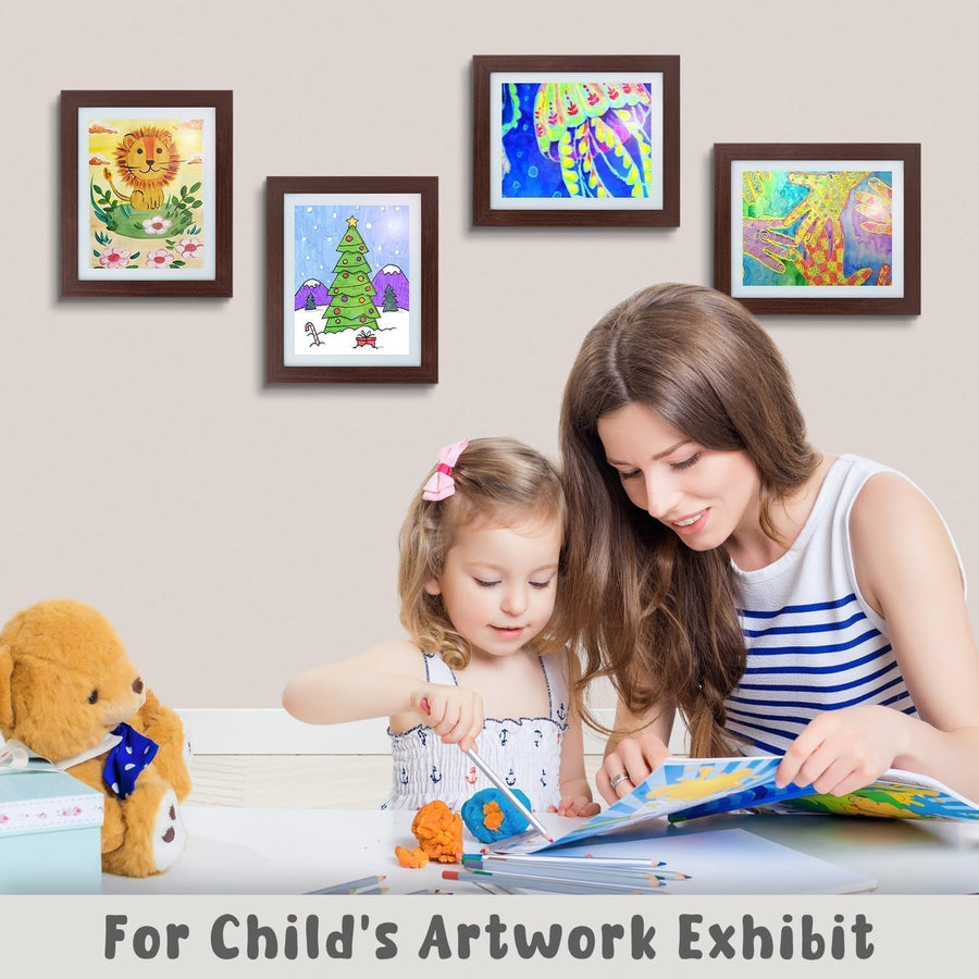 Art Frames, Front-Opening, Daily Schedules, Visions Board, Artworks, Home or Office (Walnut, Set of 2)