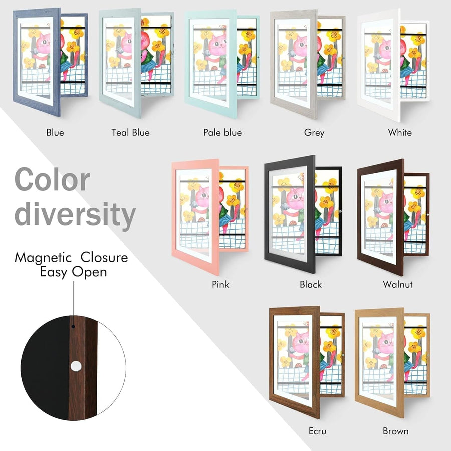Art Frames, Front-Opening, Daily Schedules, Visions Board, Artworks, Home or Office (Walnut, Set of 2)