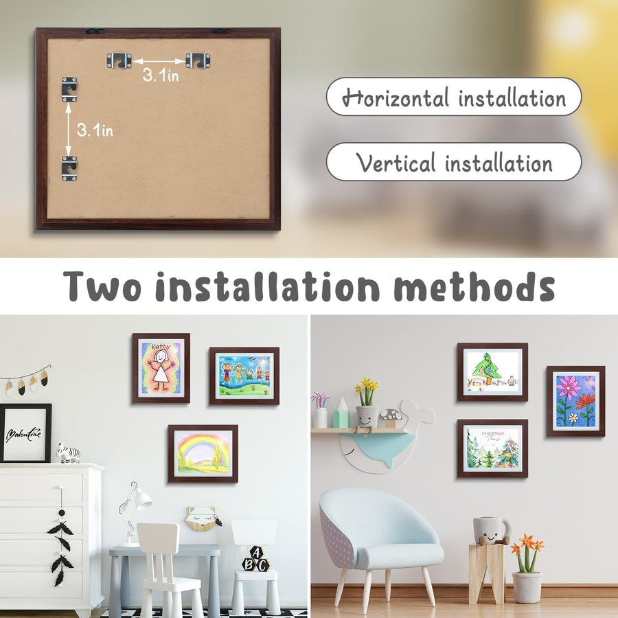 Art Frames, Front-Opening, Daily Schedules, Visions Board, Artworks, Home or Office (Walnut, Set of 2)
