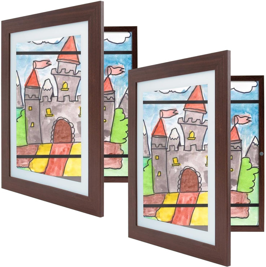 Art Frames, Front-Opening, Daily Schedules, Visions Board, Artworks, Home or Office (Walnut, Set of 2)