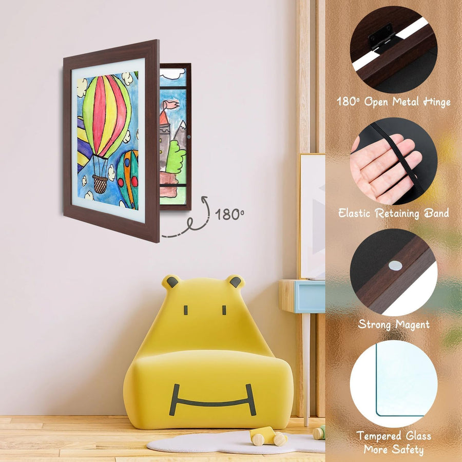 Art Frames, Front-Opening, Daily Schedules, Visions Board, Artworks, Home or Office (Walnut, Set of 2)
