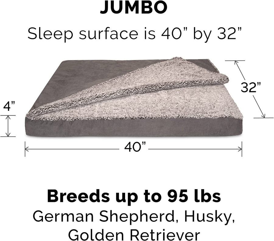 Luxury Berber & Suede Top Blanket Dog Bed - Gray, Jumbo/Xl