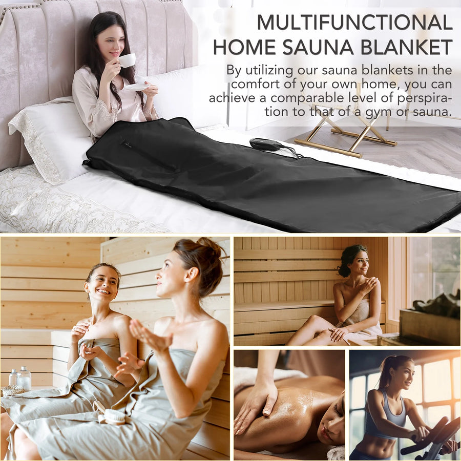 Infrared Sauna Blanket for Detoxification, Portable Remote Control Sauna, 86-158℉, 20-60 Minutes Timer, 6 Ft X 2.6 Ft