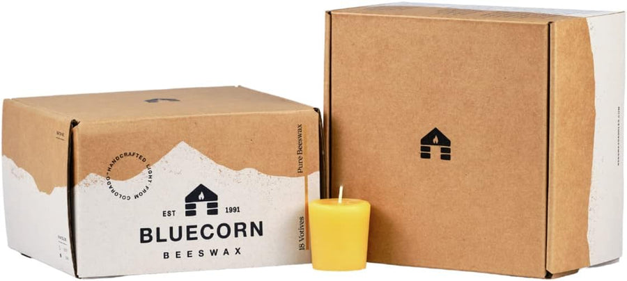 Bluecorn 100% Pure Beeswax Votive Candles 36-Pack Fragrance Free