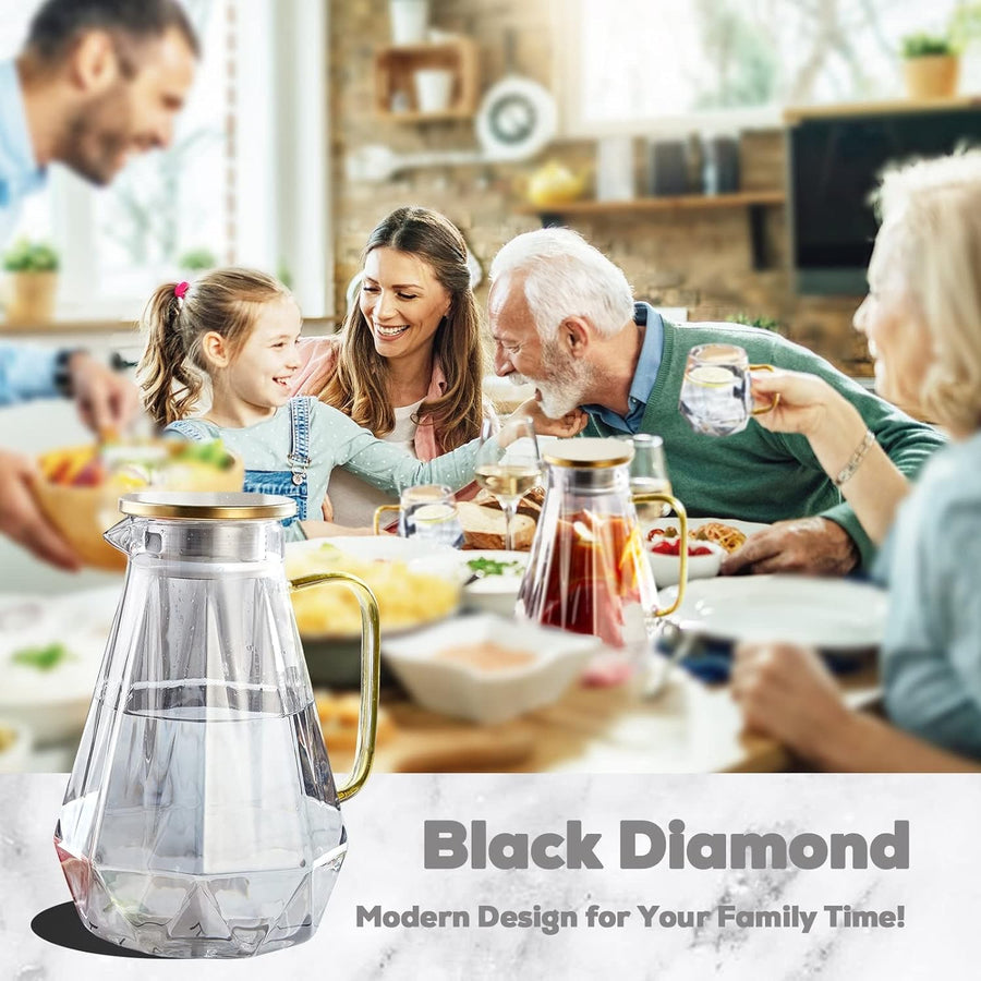 Black Diamond Glass Pitcher with Lid (68 Oz)