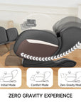 Zero Gravity Massage Chair, Shiatsu Massage Relaxation Recliner with Heating and Bluetooth, Brown