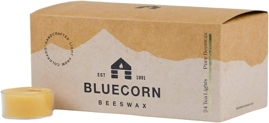 100% Pure Beeswax Tealight Candles- Fragrance Free, 24-Pack