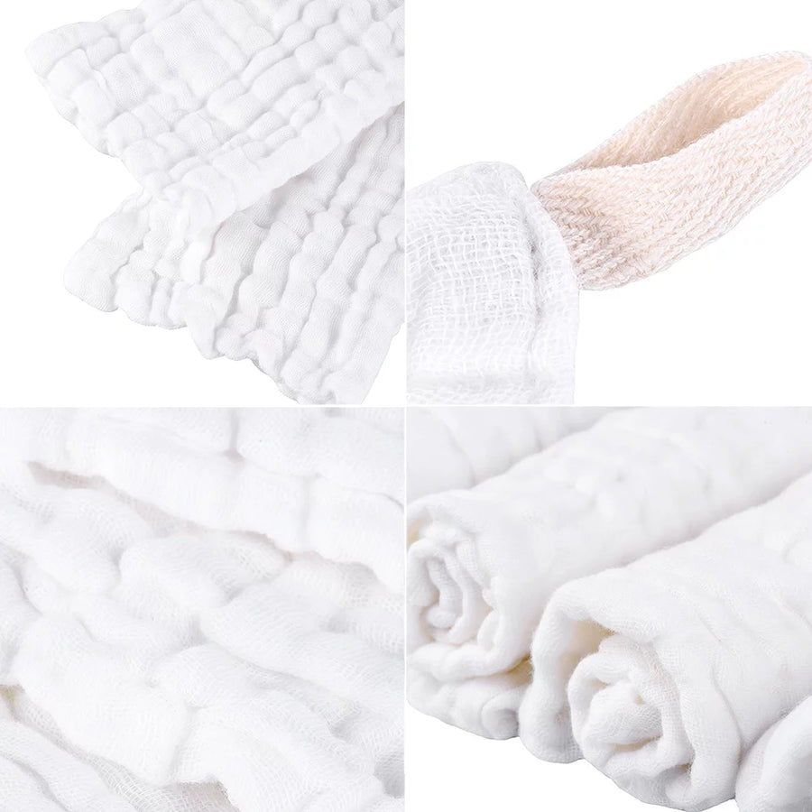 Luxury Organic Cotton BabySoft Towels - Face Towel Natural Muslin for Sensitive Skin, White