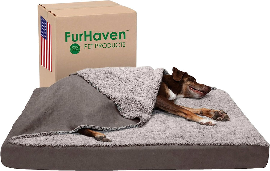 Luxury Berber & Suede Top Blanket Dog Bed - Gray, Jumbo/Xl