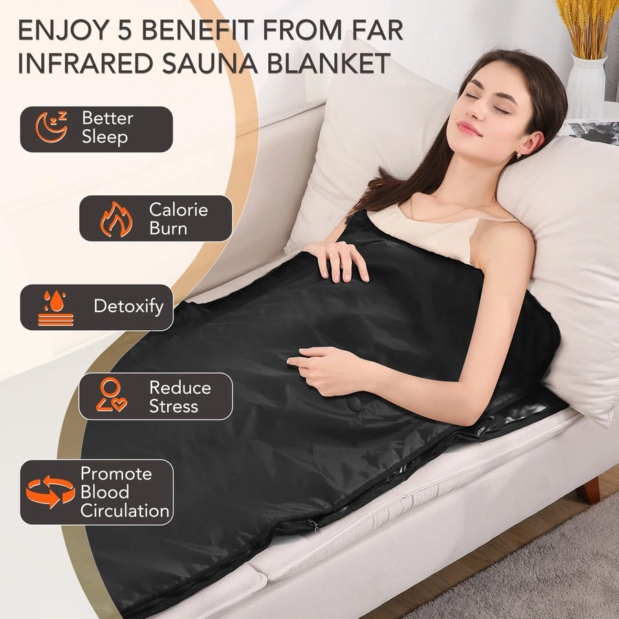 Infrared Sauna Blanket for Detoxification, Portable Remote Control Sauna, 86-158℉, 20-60 Minutes Timer, 6 Ft X 2.6 Ft