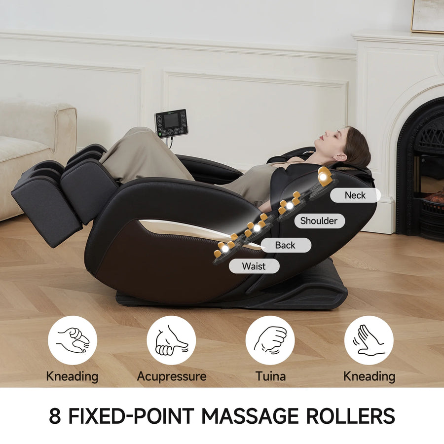 Zero Gravity Massage Chair, Shiatsu Massage Relaxation Recliner with Heating and Bluetooth, Brown