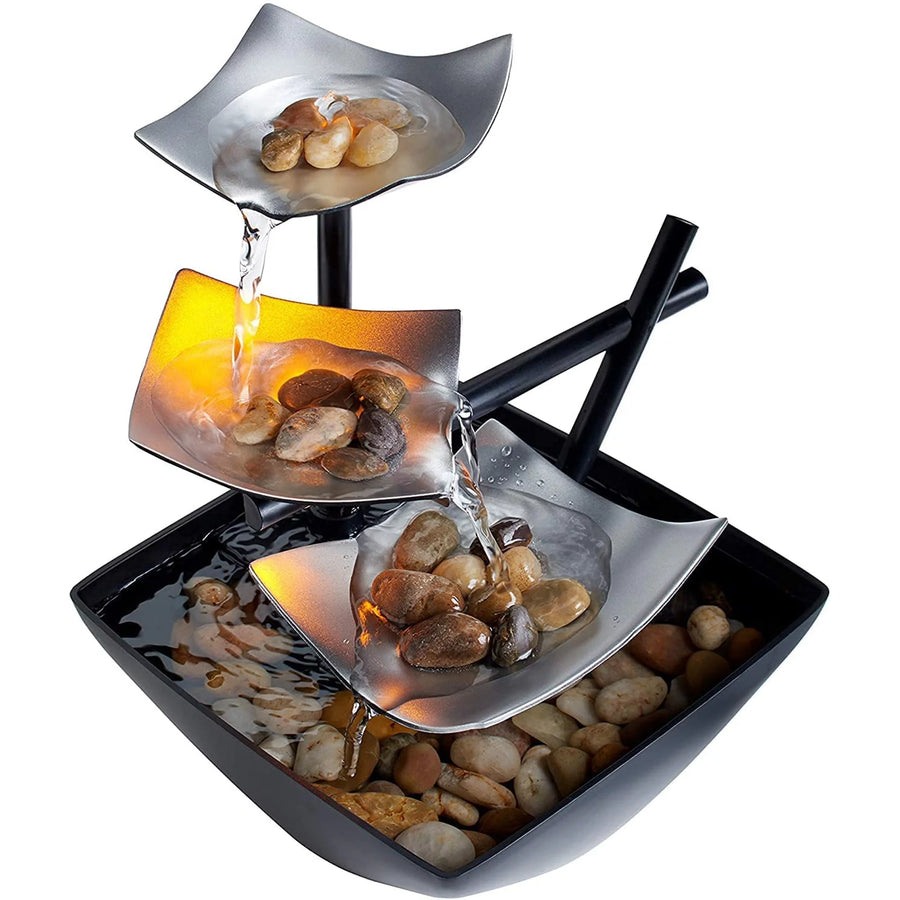 Serene Indoor Water Fountain, with Natural River Rocks, Soothing Nature Sounds, Zen Relaxation
