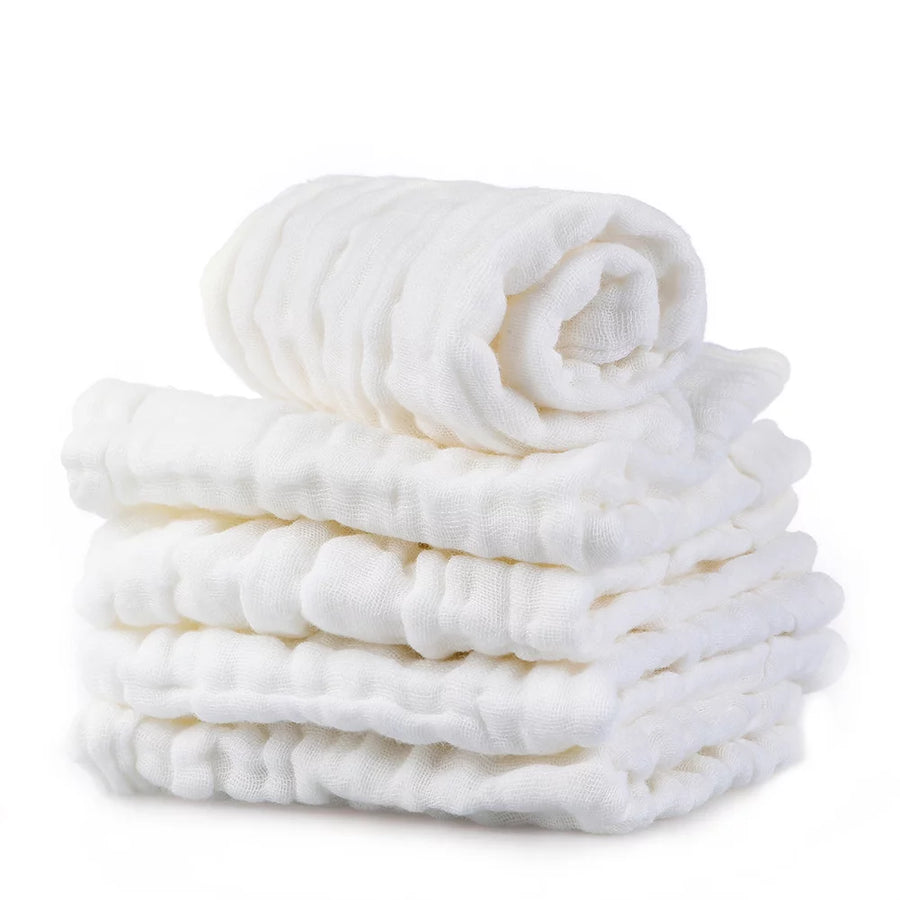 Luxury Organic Cotton BabySoft Towels - Face Towel Natural Muslin for Sensitive Skin, White