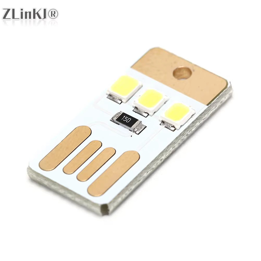 5Pcs Mini Pocket Card USB Power LED Keychain Night Light 0.2W USB LED Bulb Book Light for Laptop PC Powerbank Outdoor Night Lamp